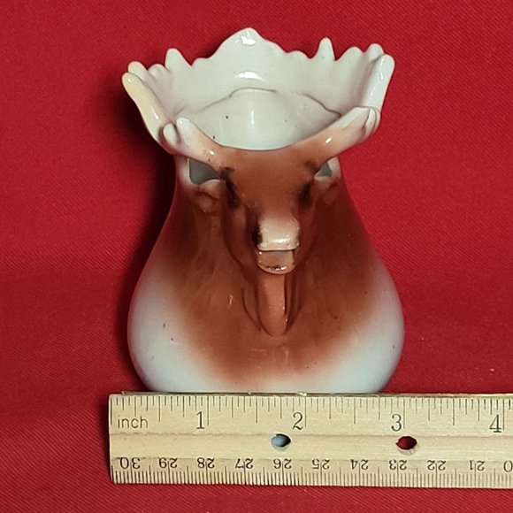 VTG Elk Moose Antlers Ceramic Porcelain Handled Pitcher Creamer Planter Decor - Picture 8 of 13